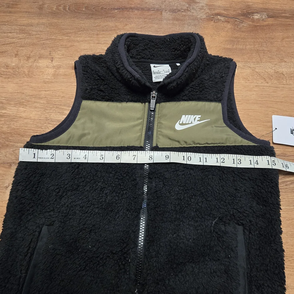 Nike Kids' Black Sherpa Vest with Olive Accent - Picture 4 of 5
